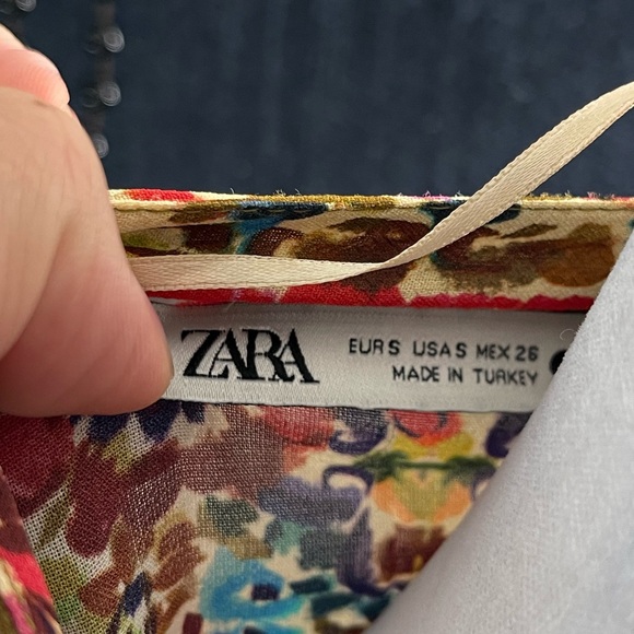 Zara Multicolor Paisley Boho Fit & Flare Long Sleeves Mini dress with belt S - Picture 7 of 11